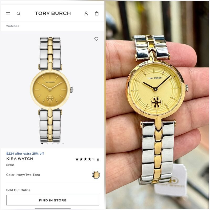 TORY BURCH KIRA IVORY/TWO-TONE GOLD