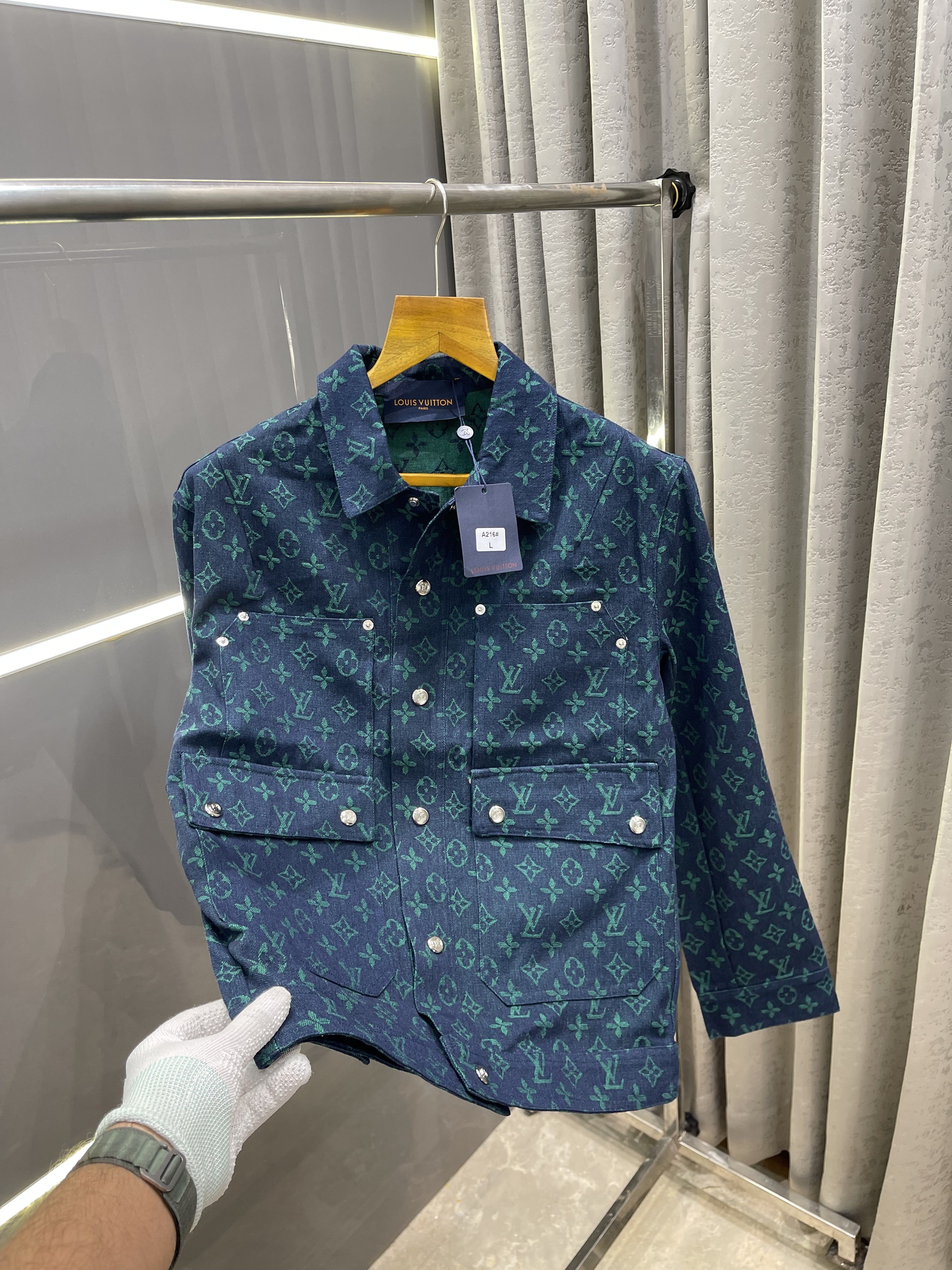 Big sale LOUIS VUITTO.N GREEN MONOGRAM PRINT PREMIUM JACKET