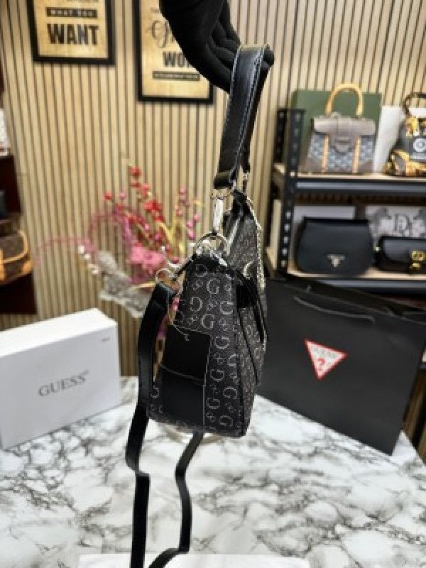 GUESS COLORBLOCK PRINTING UNDERARM SLING SHOULDER BAG WITH OG BOX AND DUST BAG WITH CARRY BAG PREMIUM QUALITY (GREISH BLACK) 1002