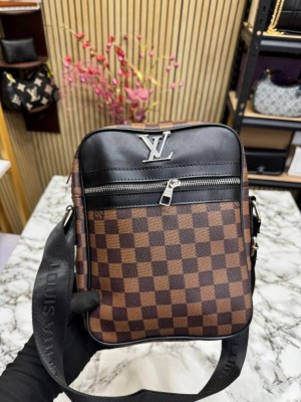 LOUIS  VUITTON LV LOGO SIDE BAG BROWN CHECKS WITH DUST BAG
