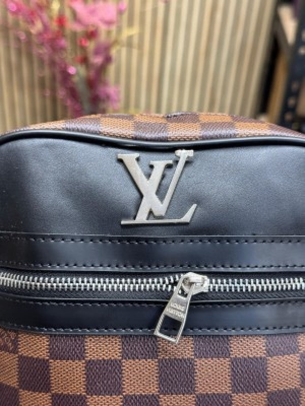 LOUIS  VUITTON LV LOGO SIDE BAG BROWN CHECKS WITH DUST BAG