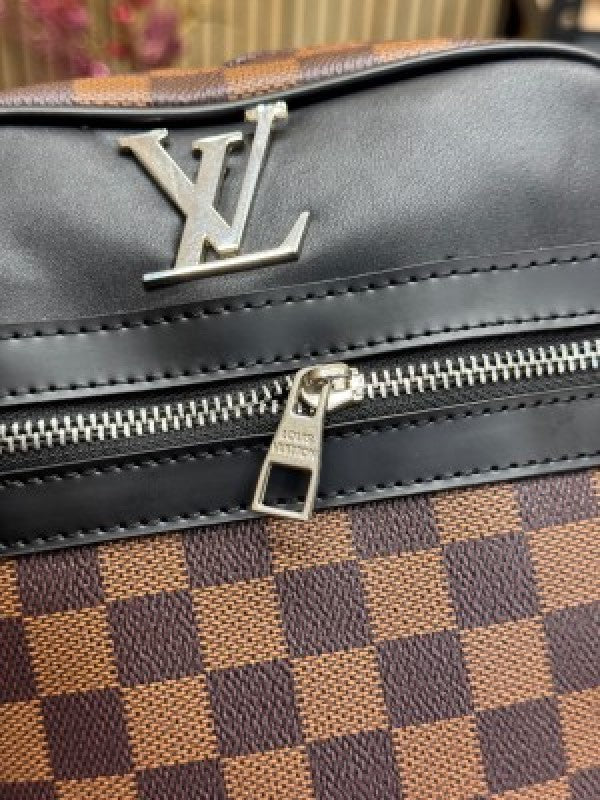 LOUIS  VUITTON LV LOGO SIDE BAG BROWN CHECKS WITH DUST BAG