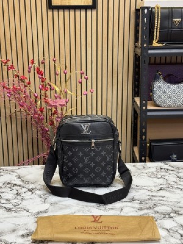 LOUIS  VUITTON LV LOGO SIDE BAG BLACK CHECKS WITH DUST BAG