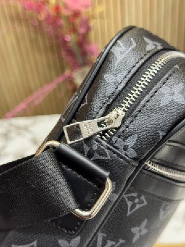 LOUIS  VUITTON LV LOGO SIDE BAG BLACK CHECKS WITH DUST BAG