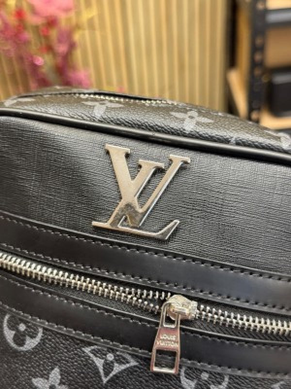 LOUIS  VUITTON LV LOGO SIDE BAG BLACK CHECKS WITH DUST BAG