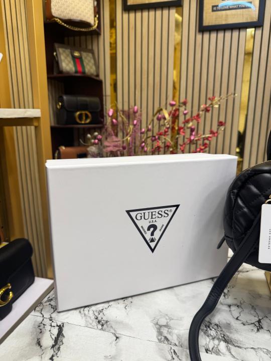 Guess Eco Rianee Shoulder Bag With Box And Dust Bag Including Carry Bag (Black)