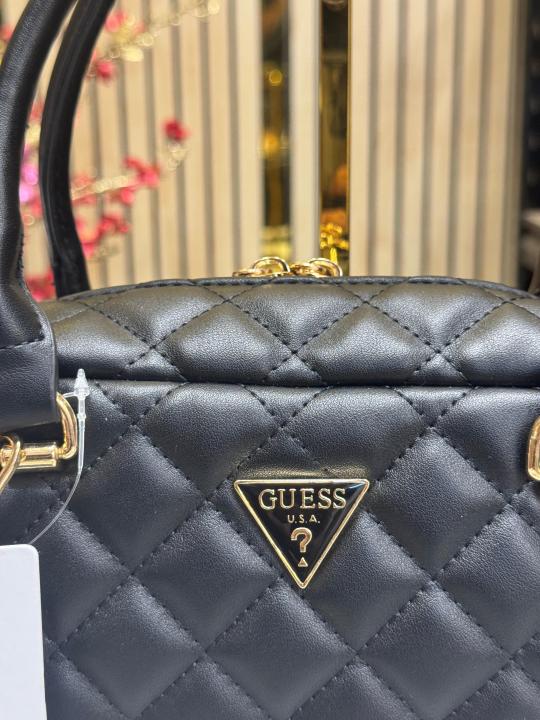 Guess Eco Rianee Shoulder Bag With Box And Dust Bag Including Carry Bag (Black)