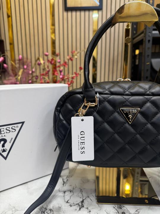 Guess Eco Rianee Shoulder Bag With Box And Dust Bag Including Carry Bag (Black)