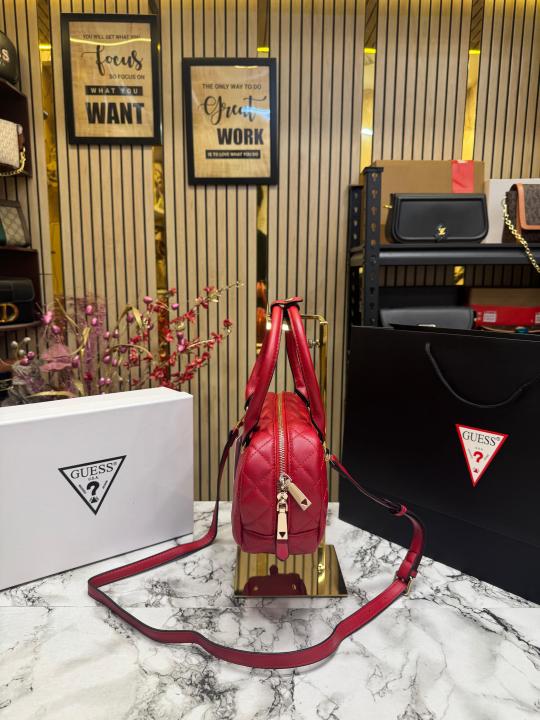 Guess Eco Rianee Shoulder Bag With Box And Dust Bag Including Carry Bag (Red)