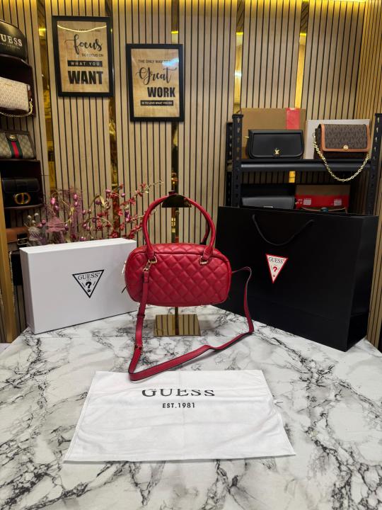 Guess Eco Rianee Shoulder Bag With Box And Dust Bag Including Carry Bag (Red)