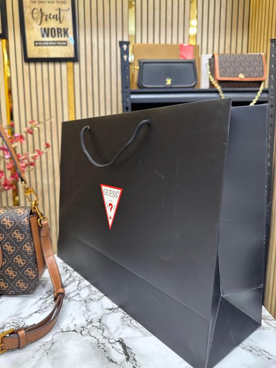 Guess Womens Eco Mietta Flap Shoulder Bag with box and dust bag including carry bag (Brown)