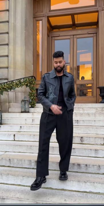 .Louis.Vuitton.Imported.Leather.Fabric.All.Over.Embroidery.Designer.Heavy.Jacket.MR106