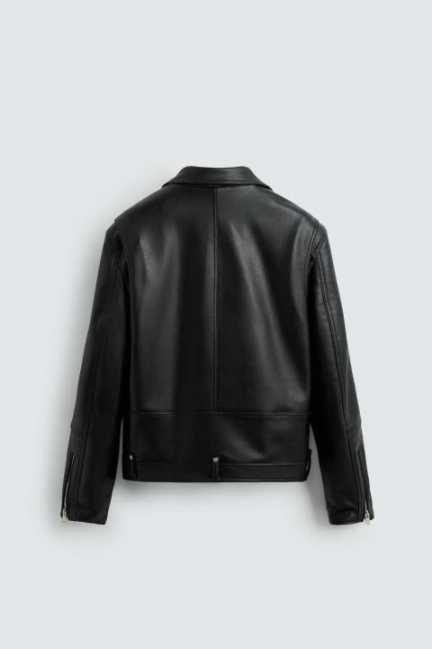 .ZARA.IMPORTED.LEATHER.FABRIC.CROSS.ZIPPER.VERY.PREMIUM.BIKER.JACKET.MR114