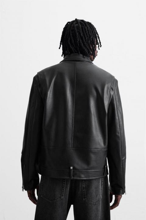 .ZARA.IMPORTED.LEATHER.FABRIC.CROSS.ZIPPER.VERY.PREMIUM.BIKER.JACKET.MR114