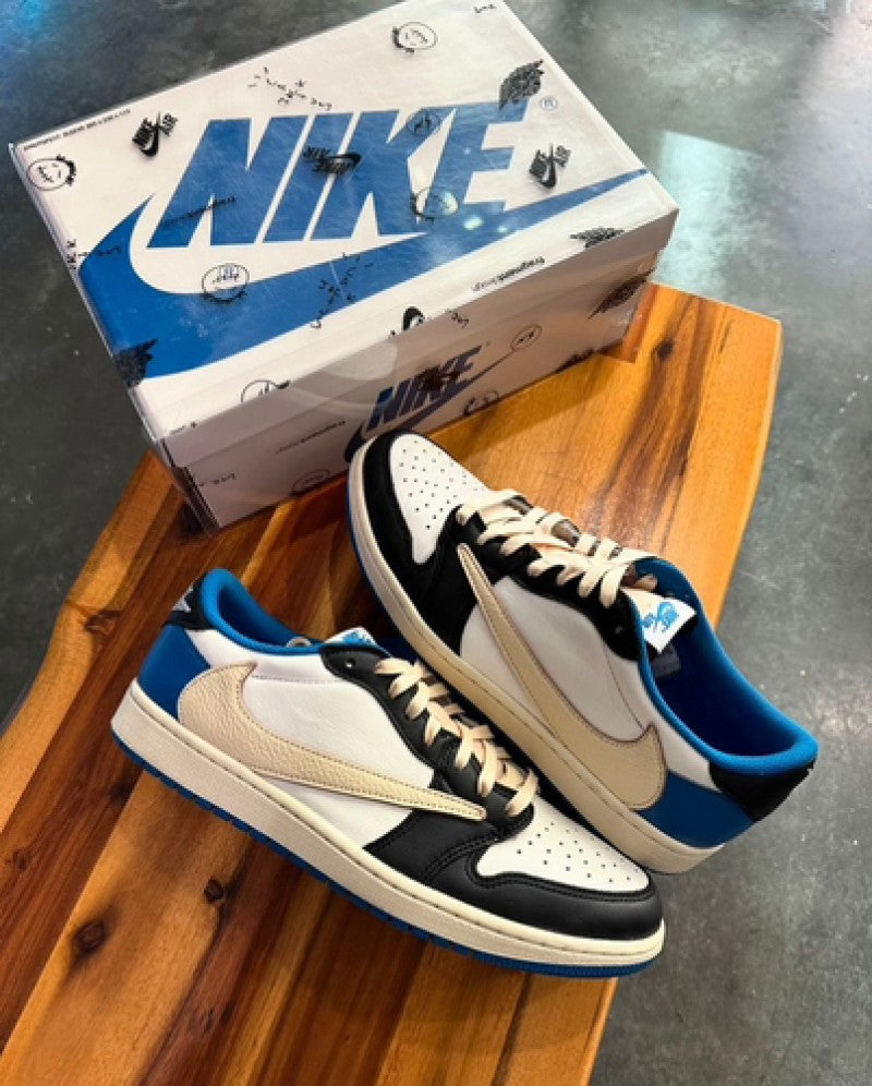 Nik Air jordan low x travis fragments blue semi ua same box packag
