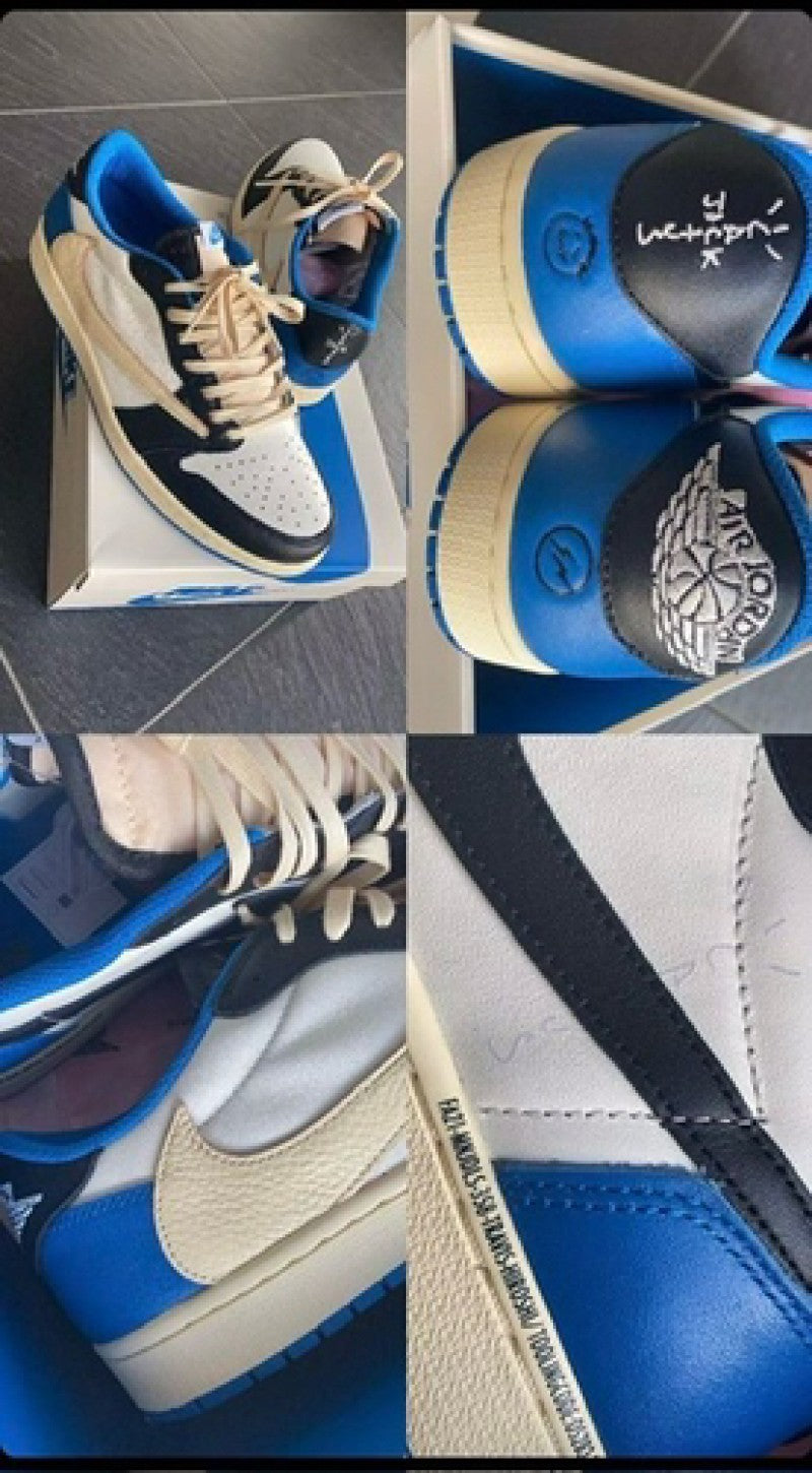 Nik Air jordan low x travis fragments blue semi ua same box packag