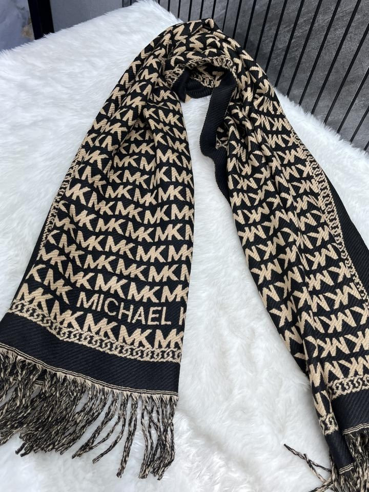 Michael Kors MK2 Black-Beige Woollen Scarf With Plain ZipLock PolyBag