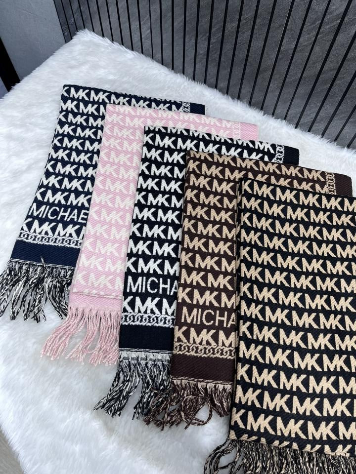 Michael Kors MK4 Black-White Woollen Scarf With Plain ZipLock PolyBag