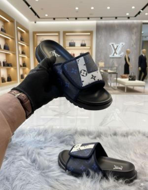 Louis-Vuitton Monogram blue Premium blue Slides