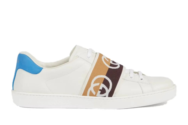 GUCCI ACE SNEAKERS WHITE BROWN